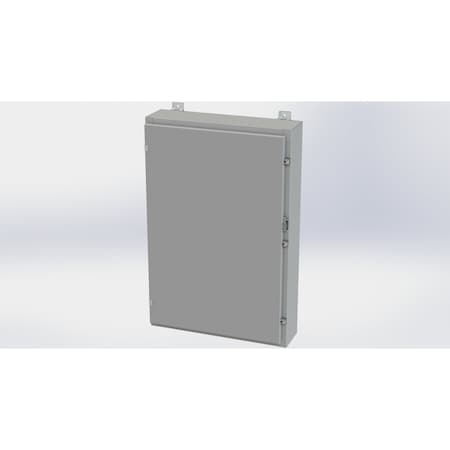 Saginaw Control & Engineering Clamps with Padlock Hasp Electrical Enclosures, 36 in H, 6 in D, 24 in W, NEMA 4, Carbon Steel SCE-36H2406LP